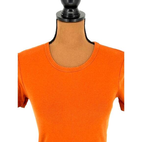 Zara Rust Orange Babydoll Tee in Rubbed Cotton – Size Small - Picture 2 of 6